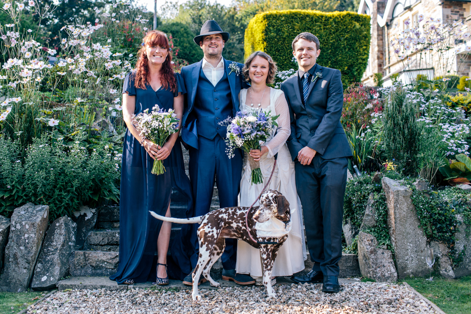 wedding group shot with dog