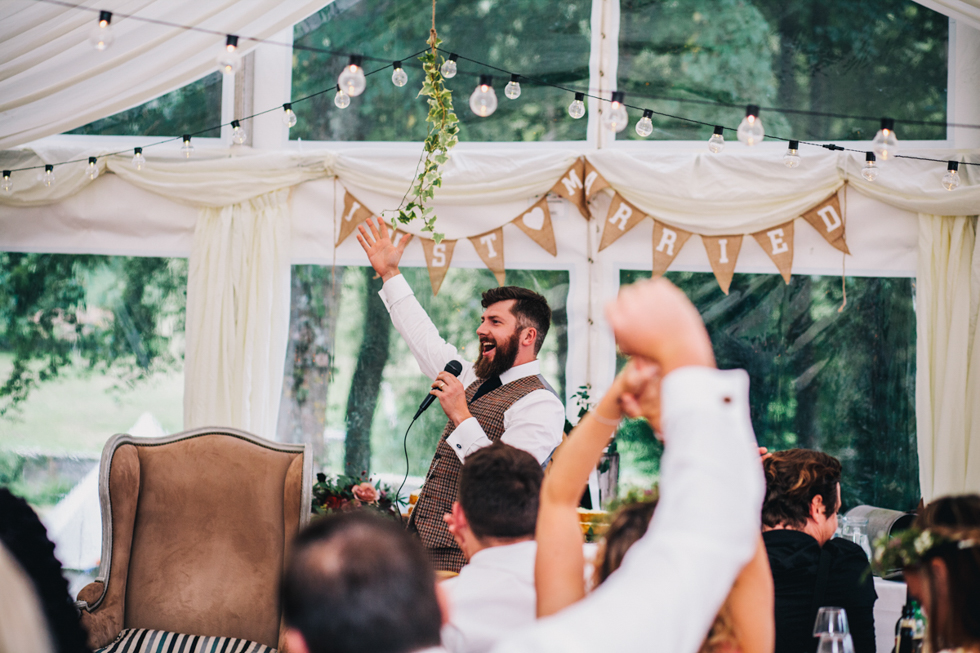 funny and quirky wedding parent speeches at Owlpen Manor