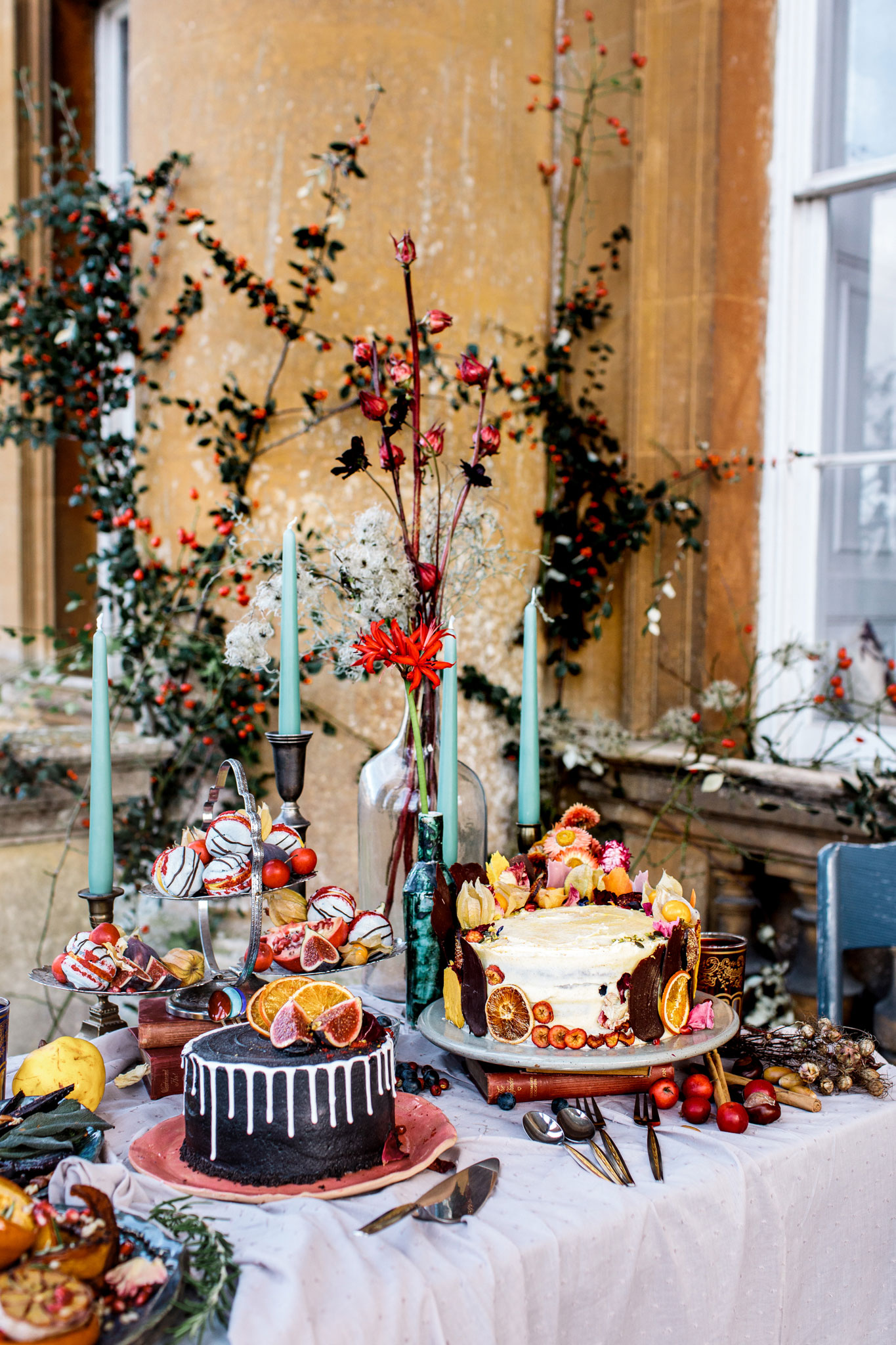 small grazing table setup for two in bath for an elopement wedding