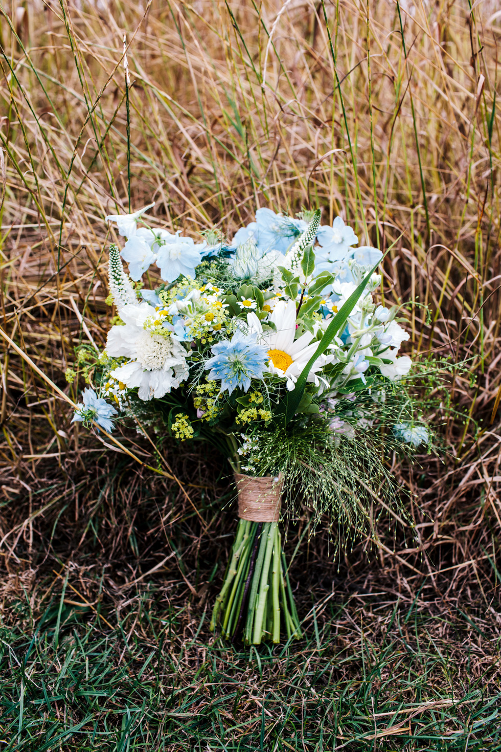 Beautiful wile and rustic wedding flowers hand tied by the Petal Shed